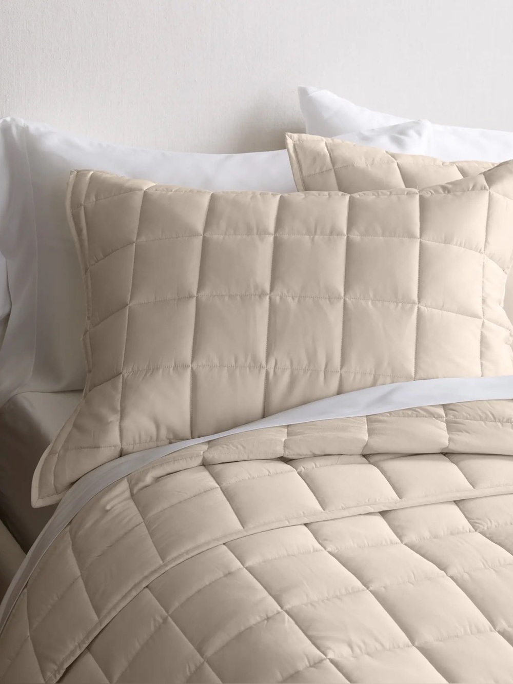 NWOT Quince Bamboo Box Quilted Sham Set in Sand - King SHAMS ONLY